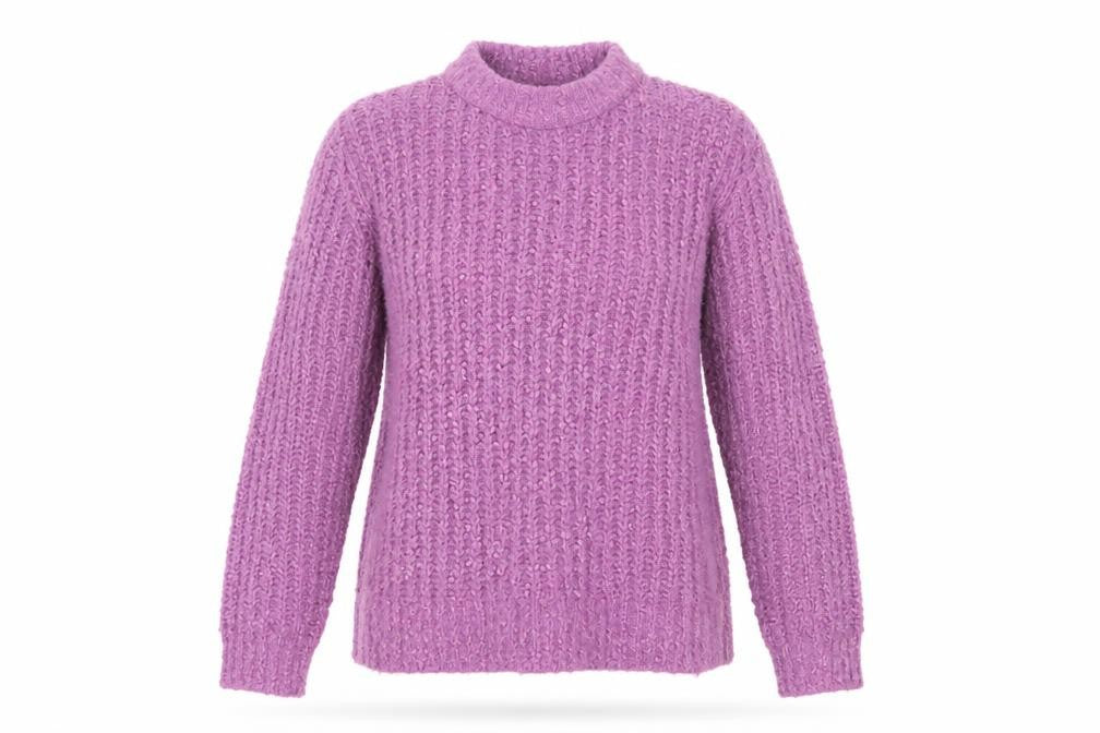 Front view of Marks & Spencer women’s purple jumper, size UK 14