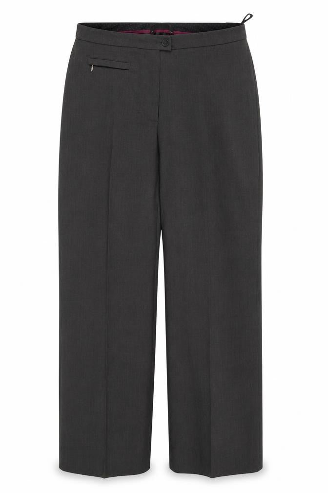 Front view of Marks & Spencer women’s grey trousers, size UK 12, 30-inch leg
