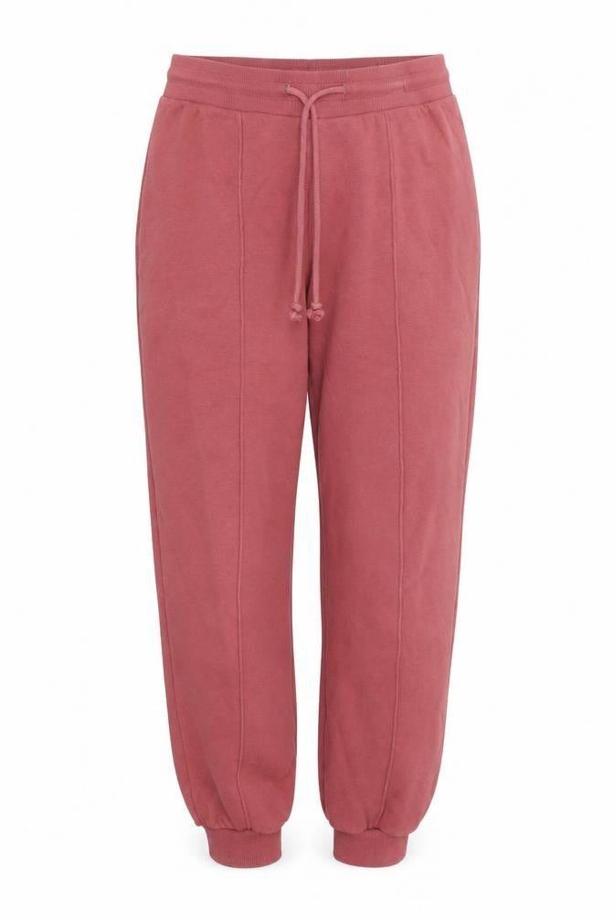 Front view of River Island women’s red sweatpants, size UK 10, 27-inch leg