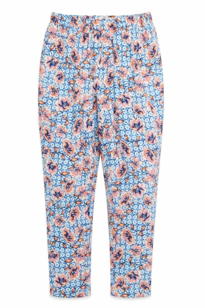 Peacocks Womens Blue Floral  Trousers  Size 12 L27 in