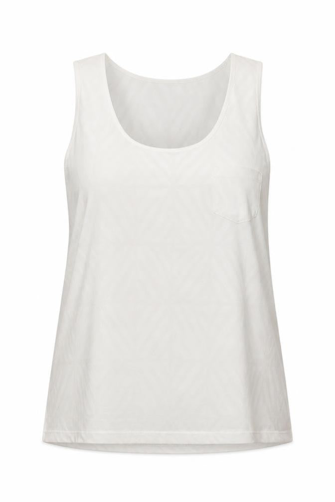 Front view of Primark women’s white basic tank, size UK 14