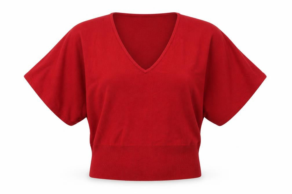 Front view of Marks & Spencer women’s red basic blouse, size UK 8