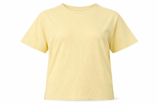Front view of Casual Club women’s yellow basic t-shirt, size M