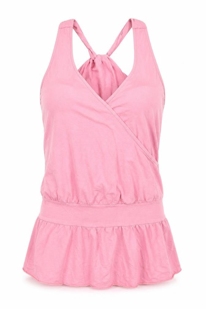 Front view of Kit Kit Kit women’s pink basic tank, size UK 12