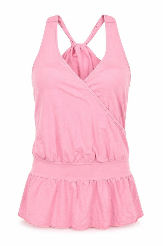 Front view of Kit Kit Kit women’s pink basic tank, size UK 12