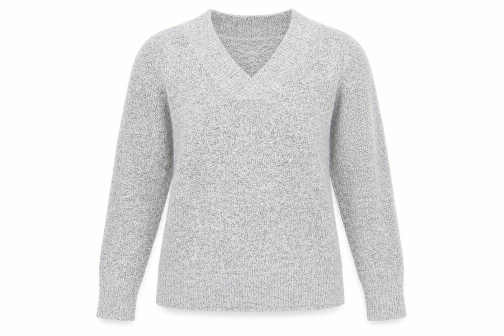Front view of M&Co women’s grey knit jumper, size S