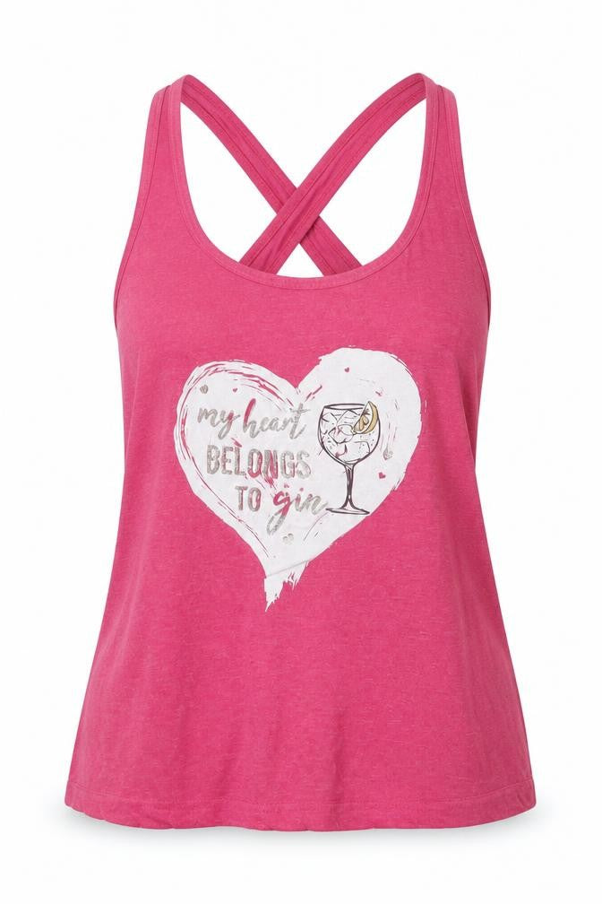 Front view of Peacocks women’s pink basic tank, size UK 8