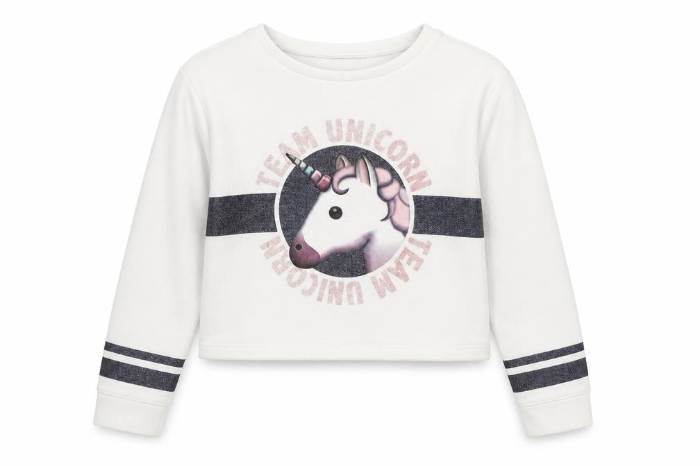 Front view of Primark girls’ white pullover sweatshirt, size 13-14, years - cropped