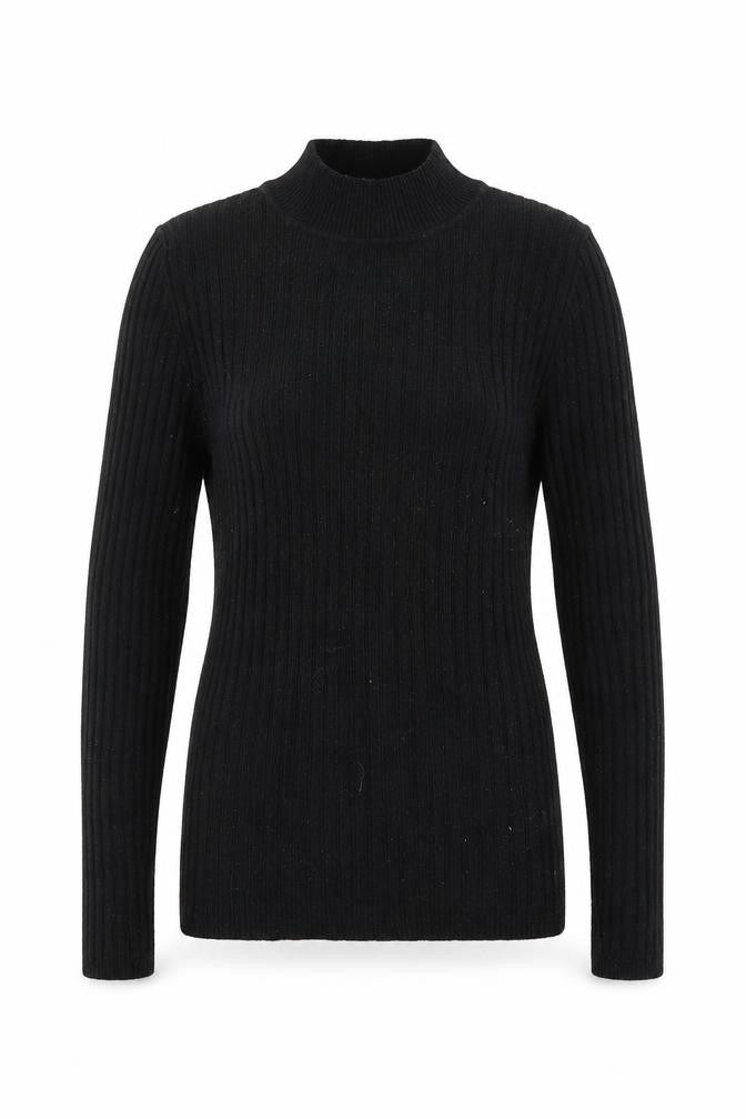 Front view of Primark women’s black knit jumper, size UK 12