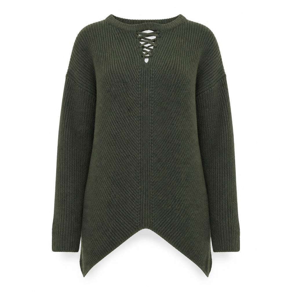Front view of Select women’s green knit jumper, size UK 10