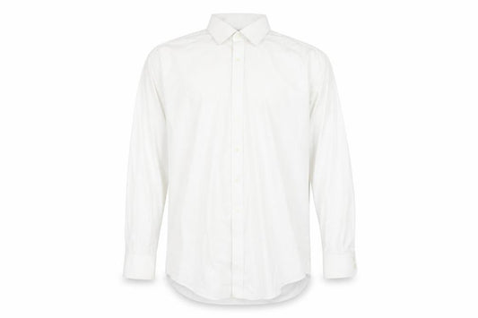 Front view of t m jewin men’s white dress shirt, size 38