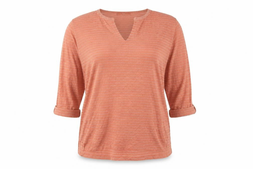 Front view of Next women’s orange striped jumper, size UK 16