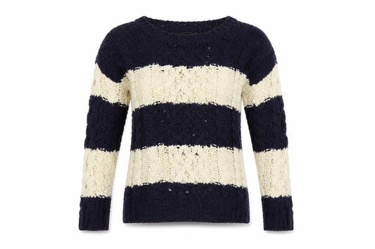 Front view of Atmosphere women’s multicoloured striped jumper, size UK 10