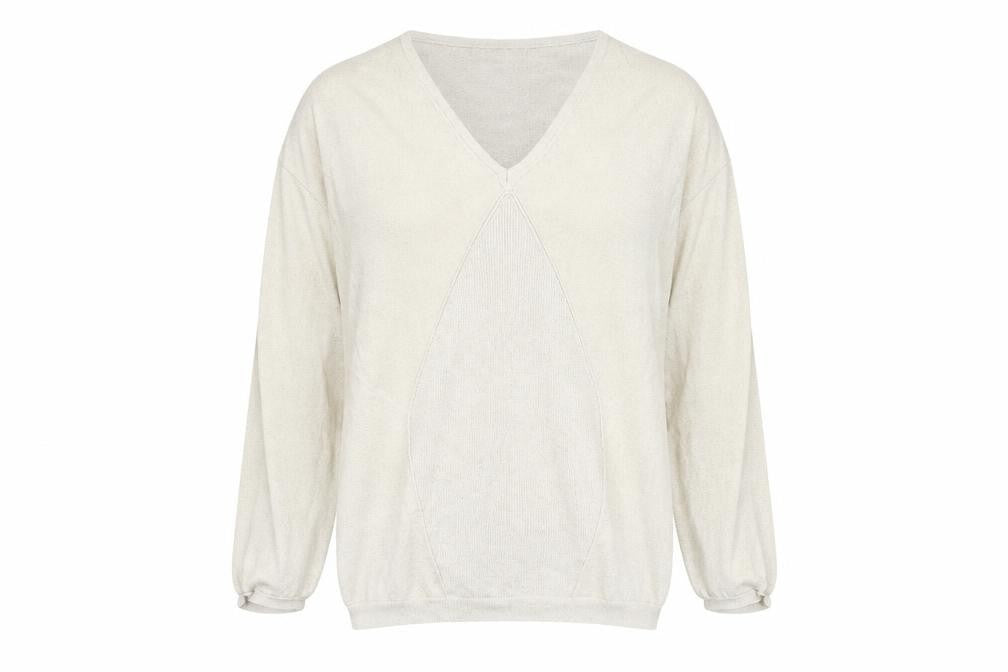 Front view of miss captain trend women’s beige jumper, size S