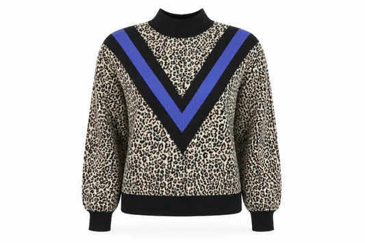 Front view of ASOS women’s brown animal print jumper, size UK 8