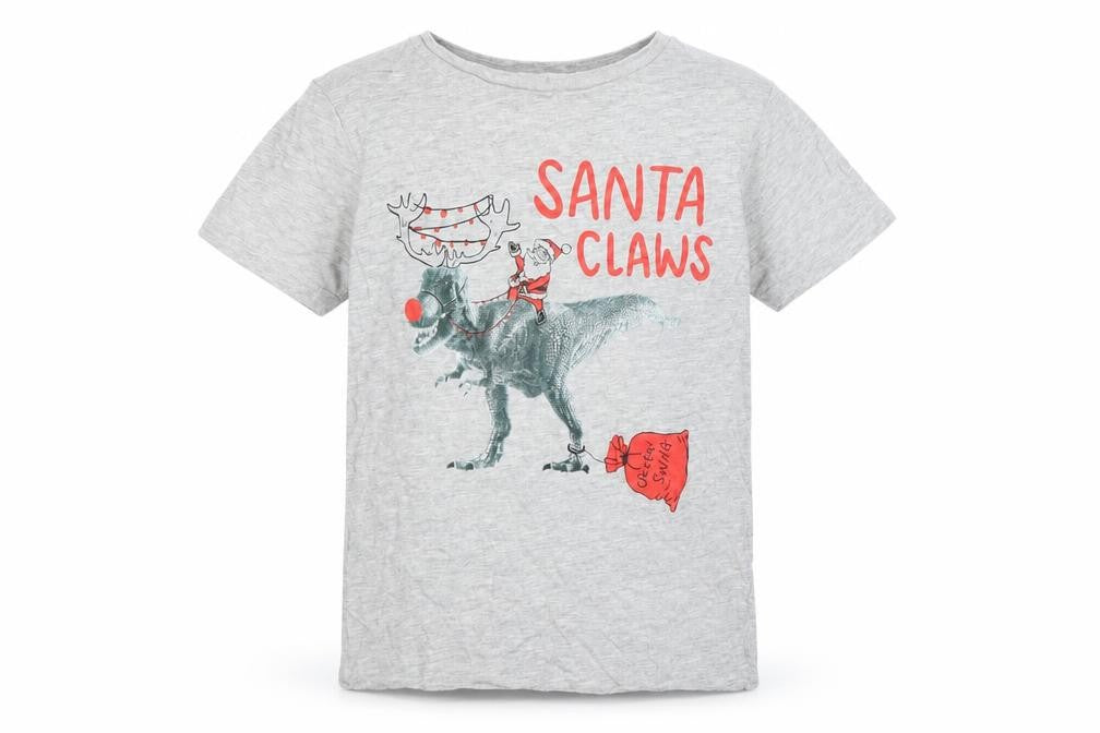 Front view of George boys’ grey geometric basic t-shirt, size 10-11, years
