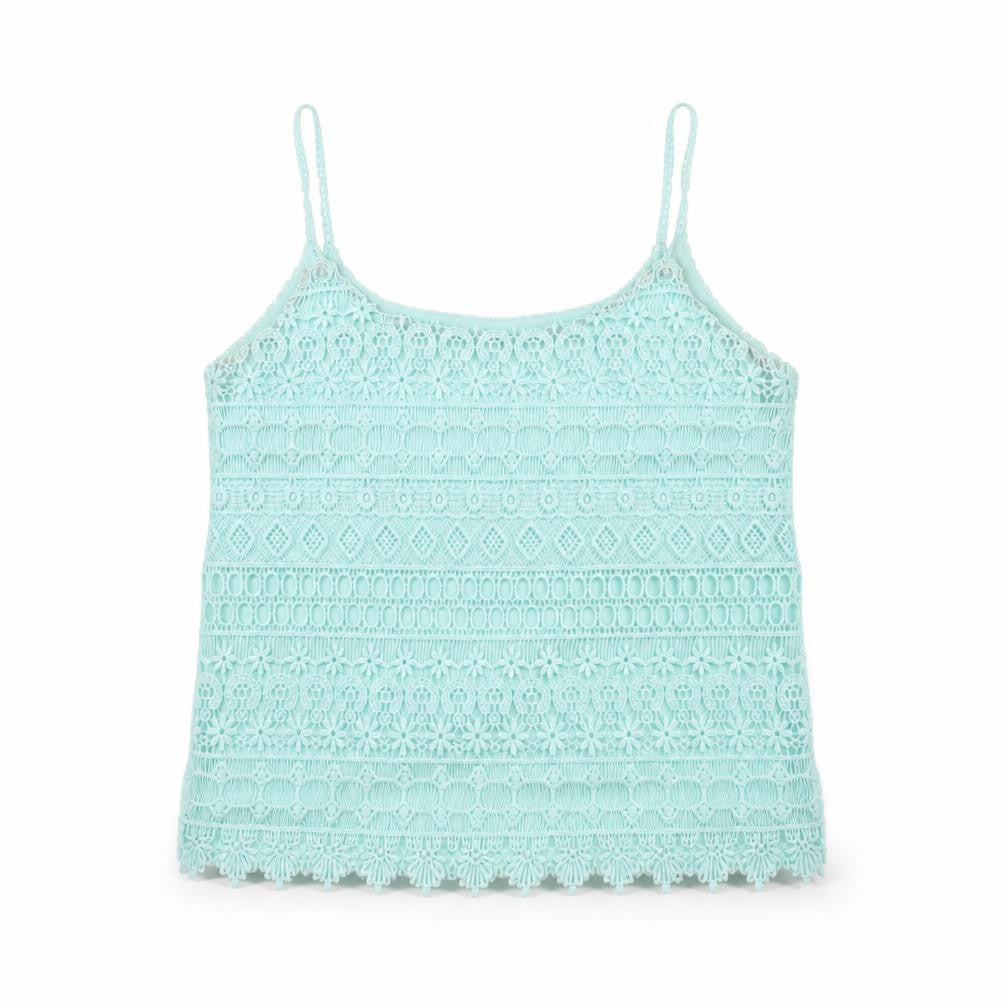 Front view of Divided women’s green basic tank, size S