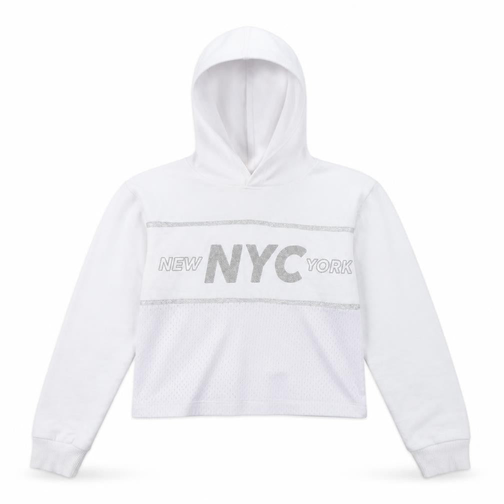 Front view of Primark girls’ white pullover hoodie, size 9, years