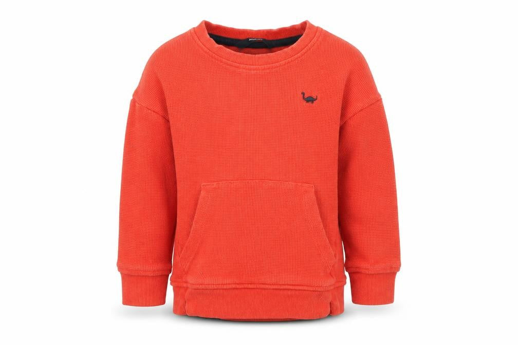 Front view of George boys’ orange jumper, size 2, years