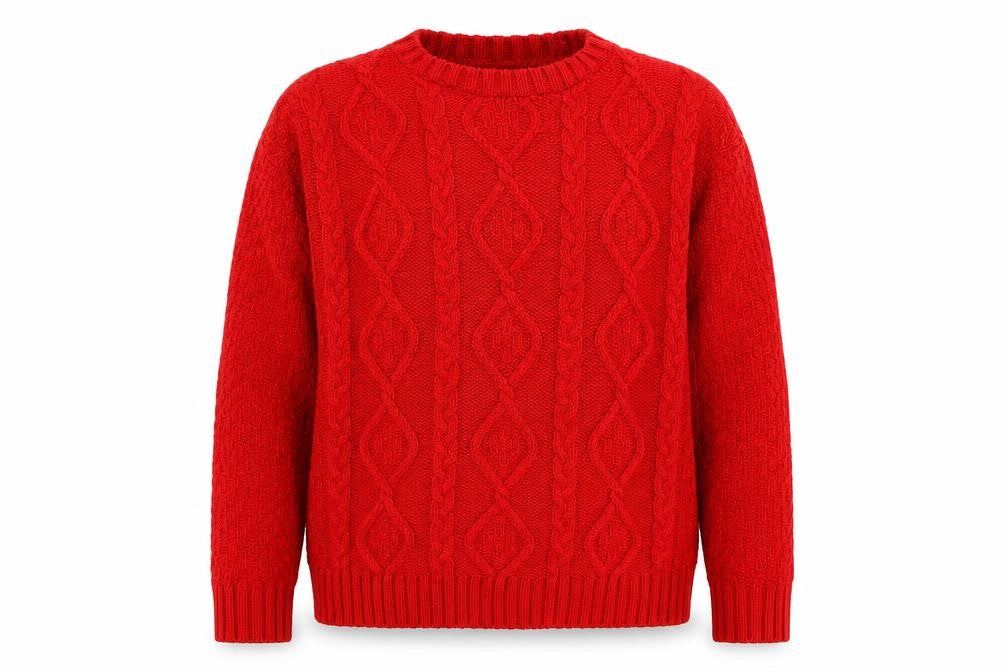 Front view of Glamorous women’s red knit jumper, size UK 8