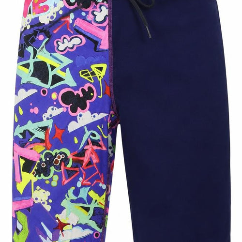 Maru Mens Multicoloured Geometric  Sweat Shorts Size 26 in - sw