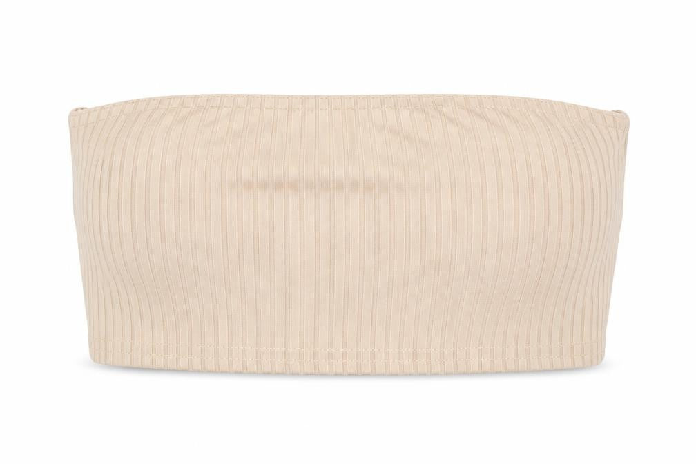 Front view of Missguided women’s beige cropped t-shirt, size UK 8