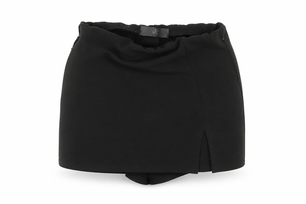 Front view of Missguided women’s black cut-off shorts, size UK 6