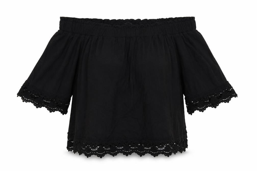Front view of Select women’s black basic blouse, size UK 14