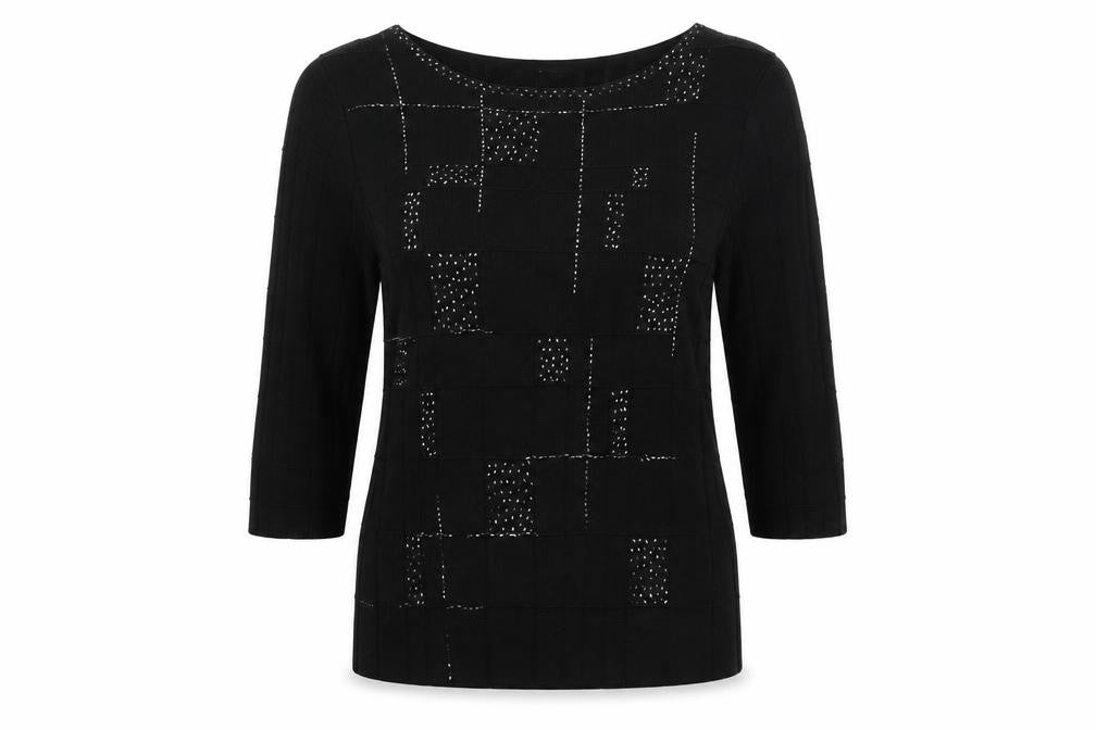 Front view of Marks & Spencer women’s black pullover sweatshirt, size UK 14