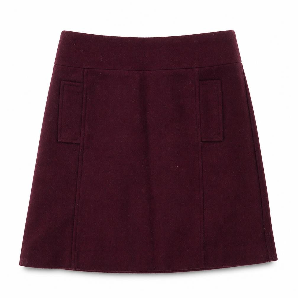 Front view of Papaya women’s purple mini skirt, size UK 8