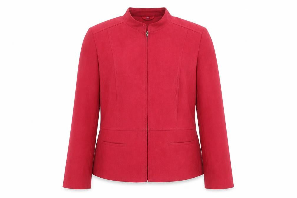 Front view of EWM women’s pink jacket, size UK 14