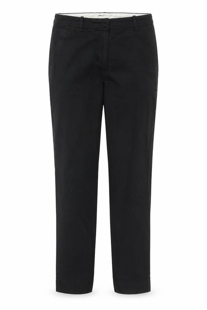 Front view of H&M women’s black trousers, size UK 10, 26-inch leg