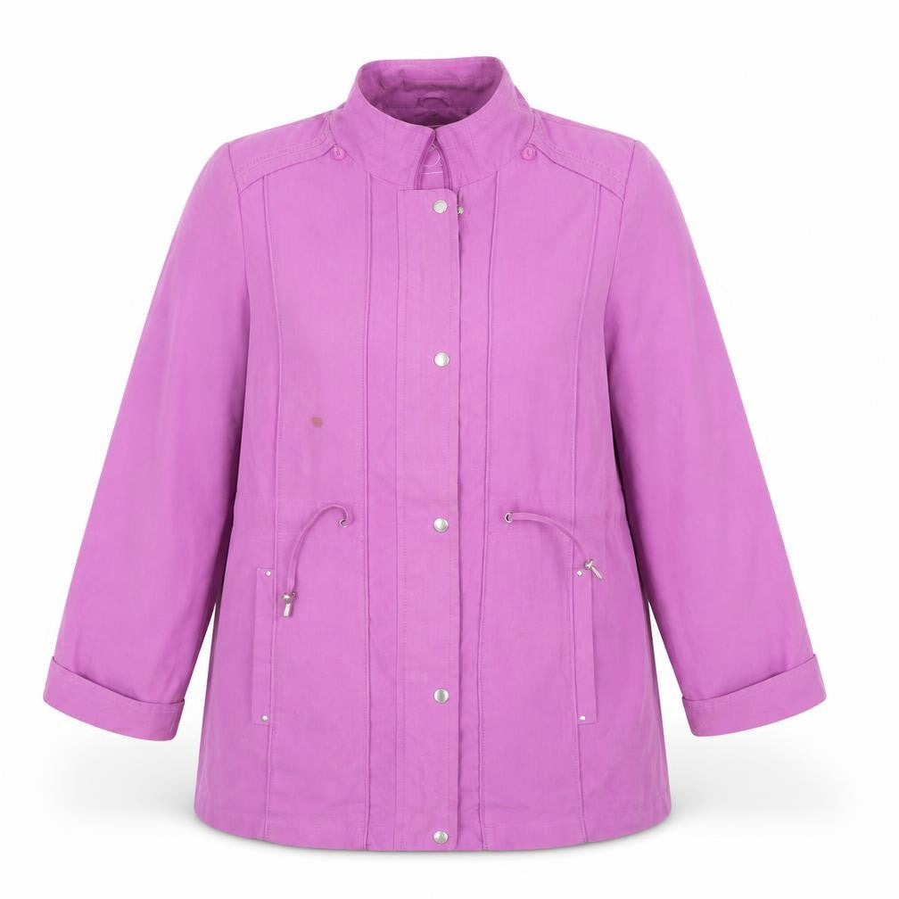 Front view of Bonmarché women’s purple parka coat, size L