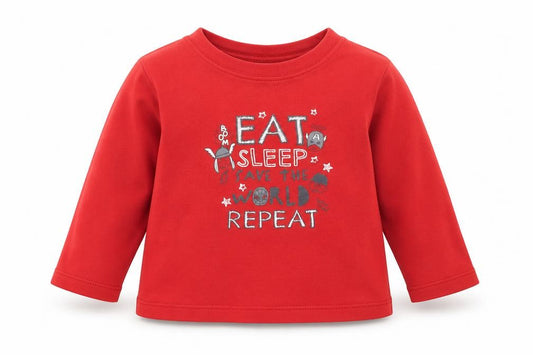 Front view of George boys’ red basic t-shirt, size 6-9, months - marvel