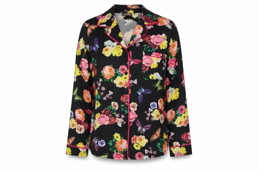 Julien Macdonald Womens Black Floral  Top Pyjama Top Size S