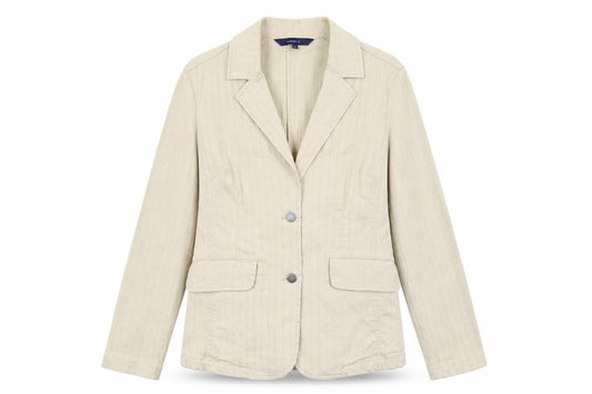 Front view of Casual Club women’s beige jacket blazer, size UK 12