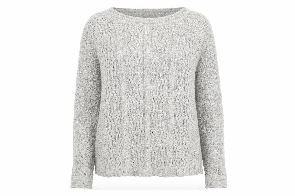 Front view of Bonmarché women’s grey jumper, size S