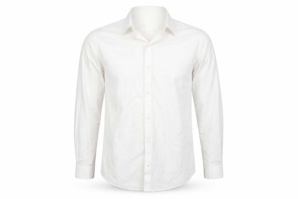 Front view of Cedarwood State men’s white button-up, size 14.5