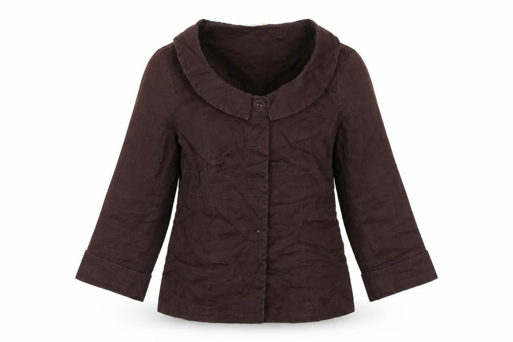 Front view of Promod women’s brown jacket, size UK 8