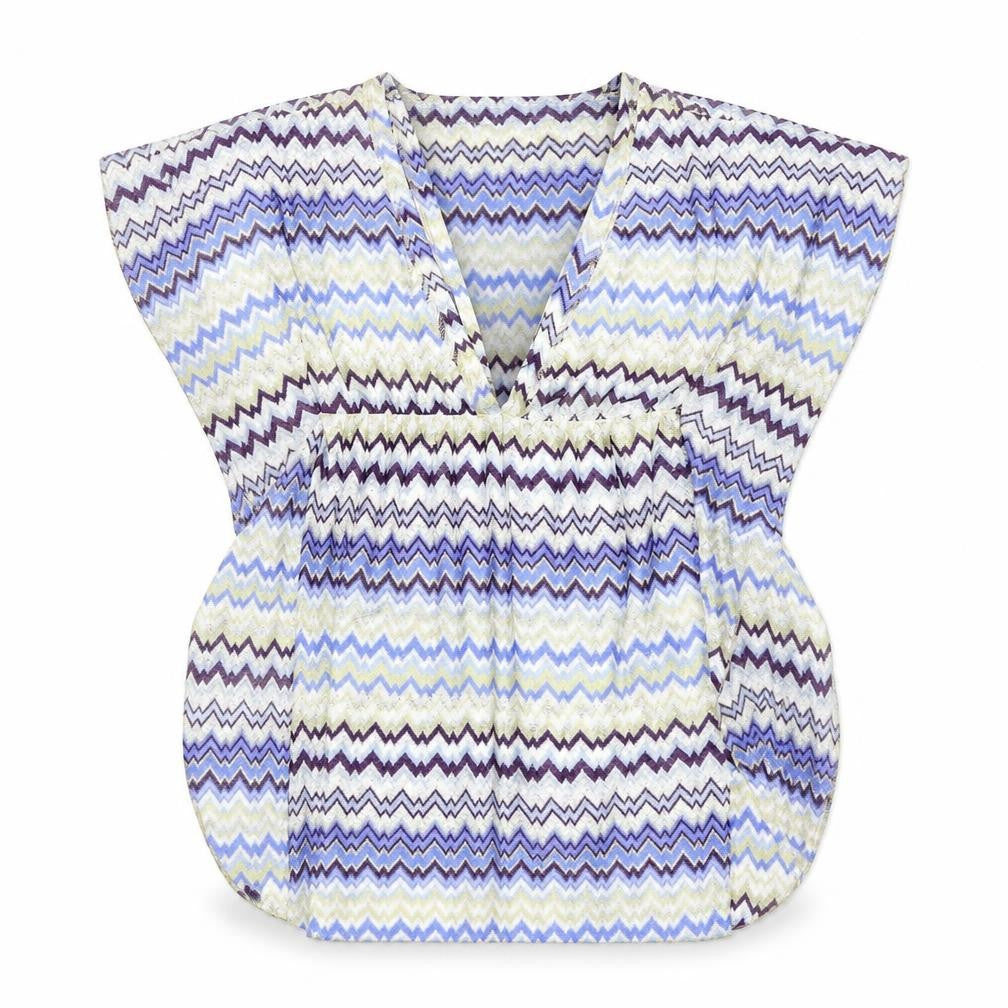 Front view of Elif women’s blue geometric basic blouse, size S