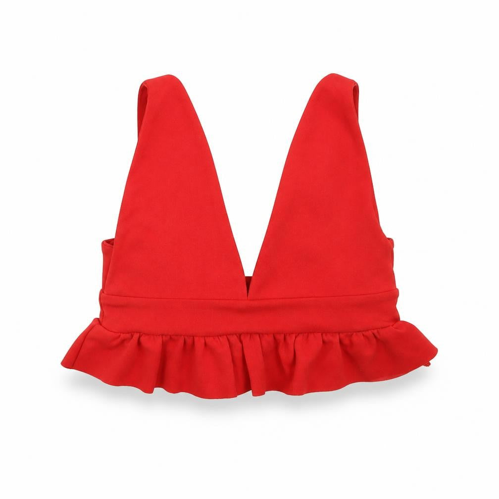 Front view of Prague women’s red cropped tank, size UK 12
