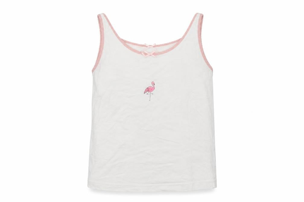 Front view of George girls’ white basic tank, size 4-5, years - flamingo