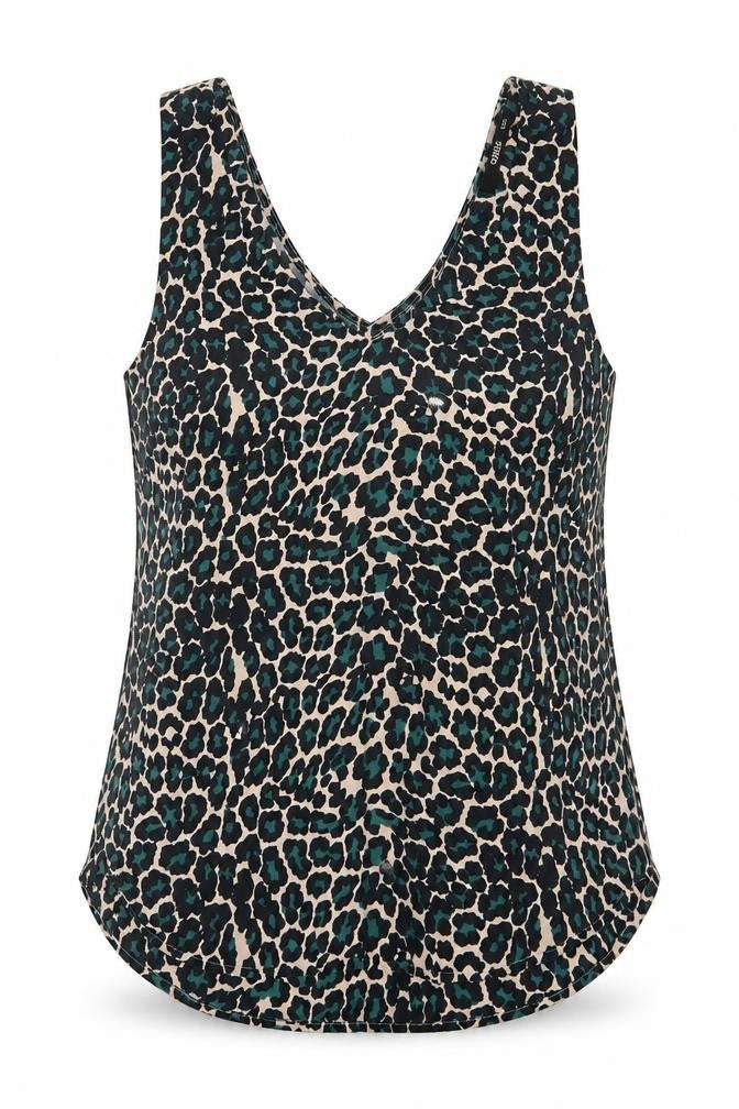 Oasis Womens Green Animal Print Basic Tank Size 8