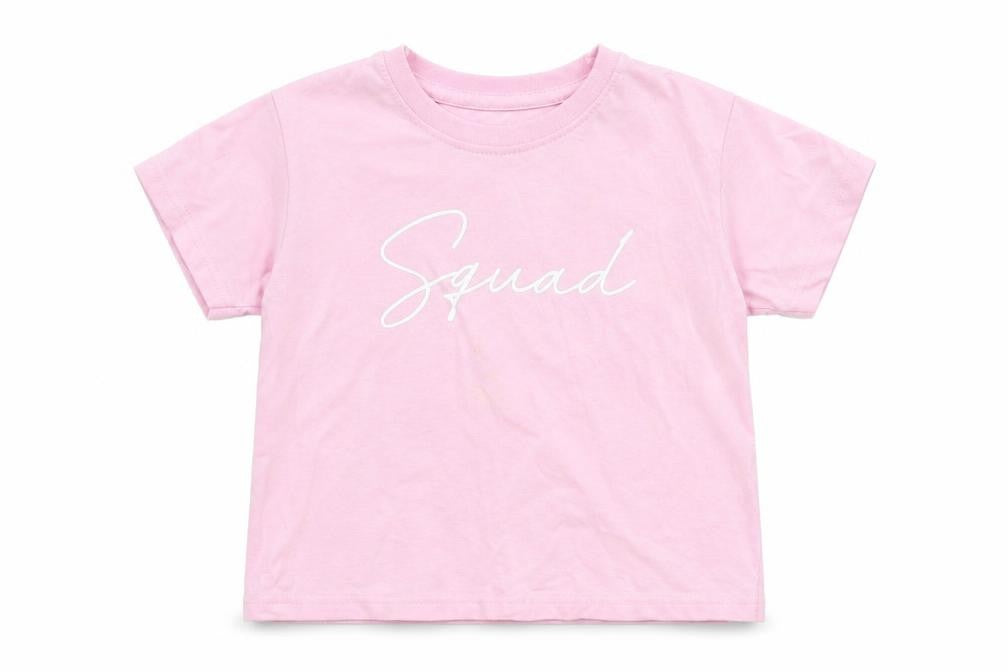 Front view of In the Style girls’ pink basic t-shirt, size 3-4, years - squad
