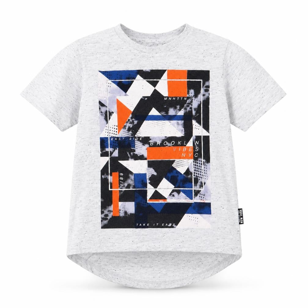 Front view of Primark boys’ grey basic t-shirt, size 7-8, years - brooklyn vibe