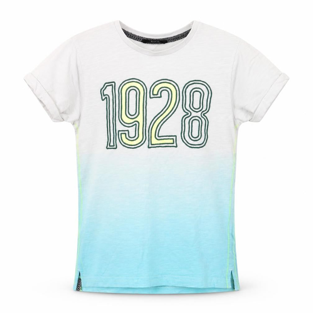 Front view of George boys’ blue basic t-shirt, size 7-8, years - 1928