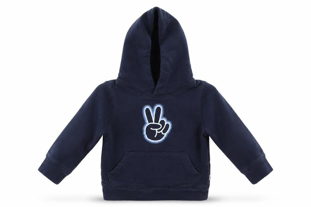 Front view of Gap boys’ blue pullover hoodie, size 2, years - scissors