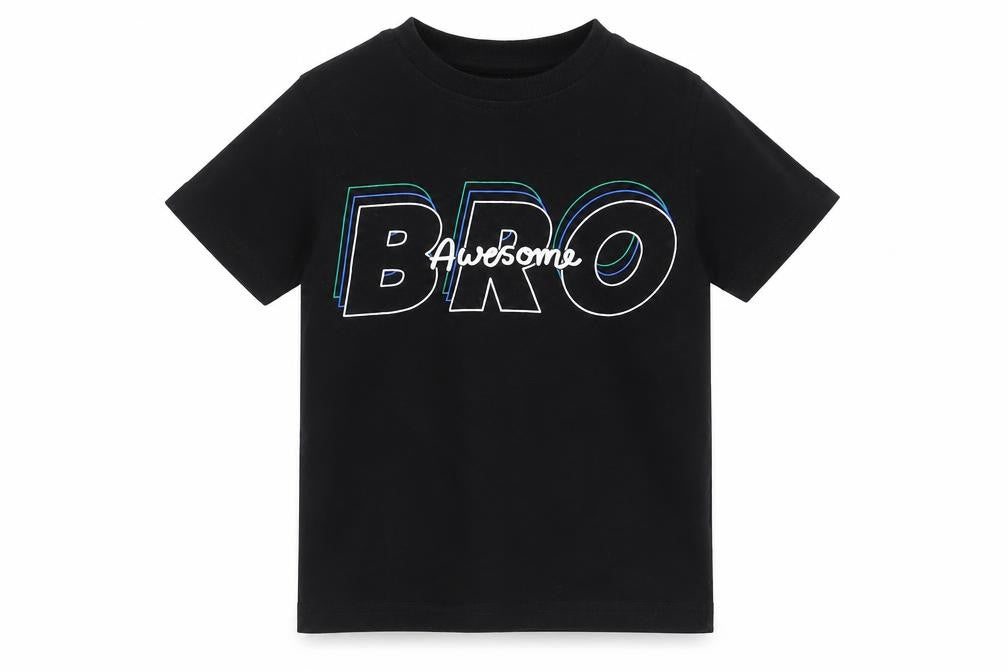 Front view of George boys’ black basic t-shirt, size 2-3, years - awesome bro