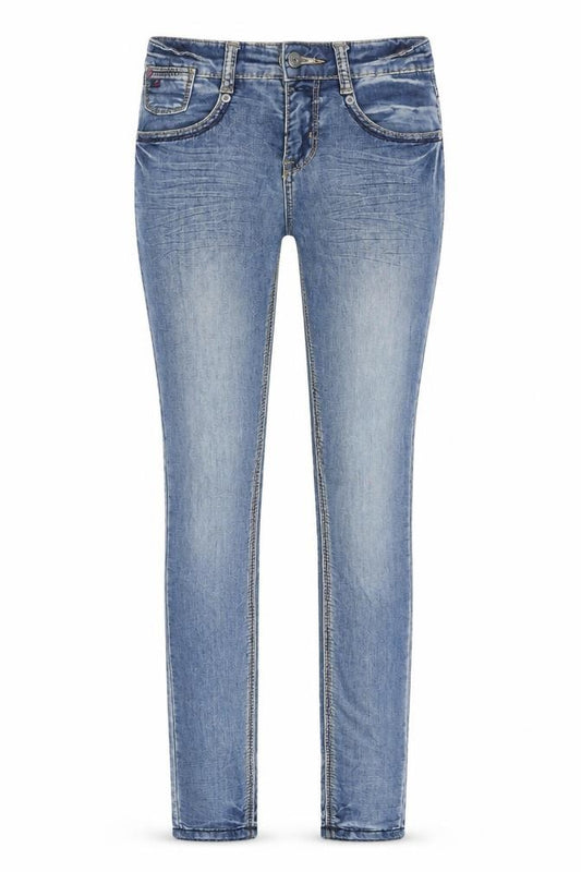 Front view of BLUE REBEL women’s blue skinny jeans, size UK 24, in, 29-inch leg