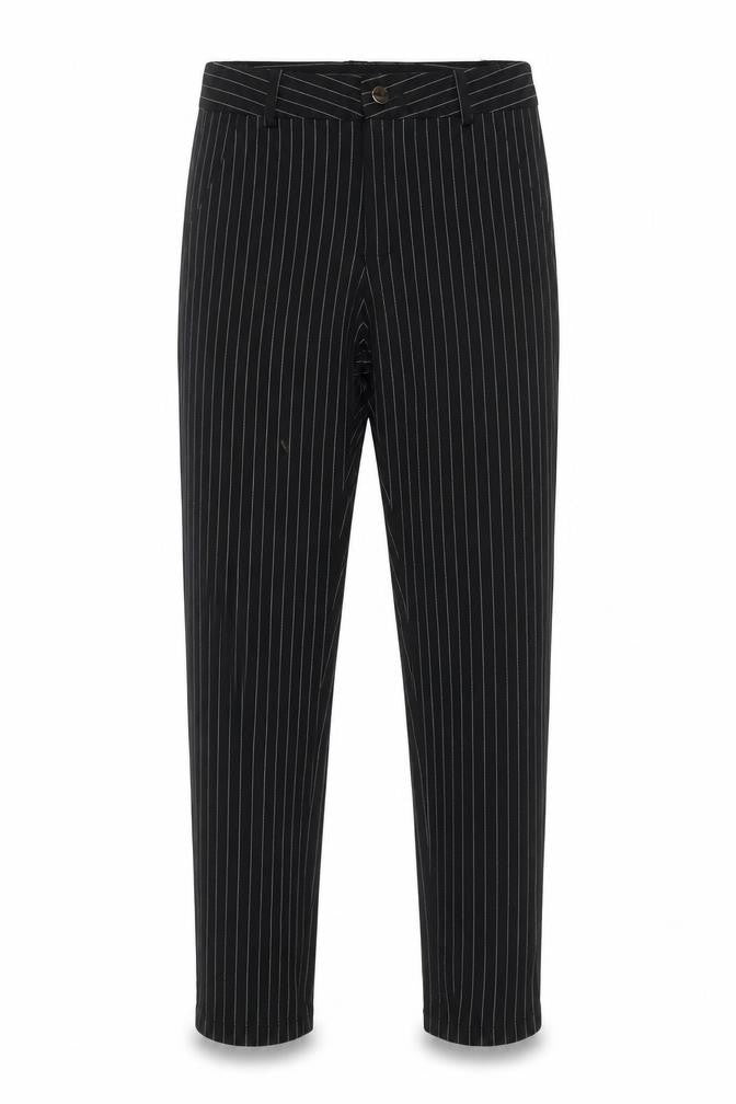 Front view of URBAN MIST women’s multicoloured striped trousers, size S, 26-inch leg